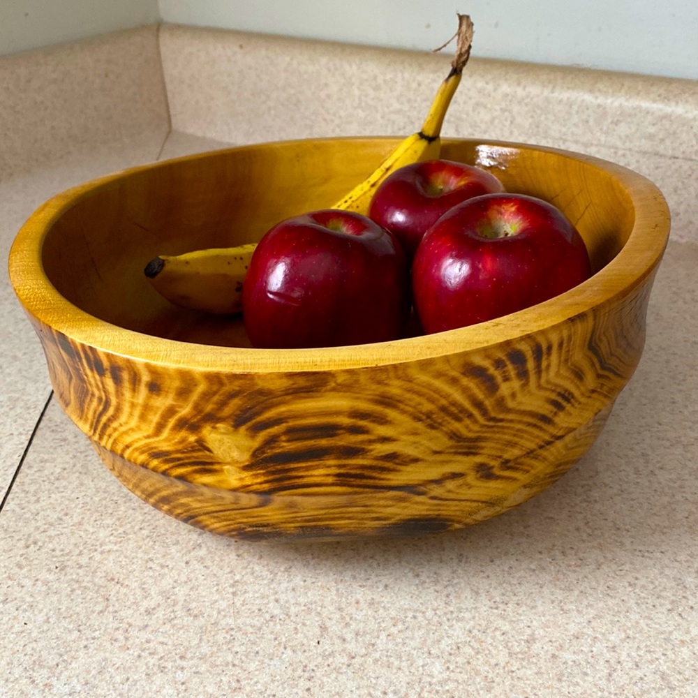 Large handmade wooden bowl.